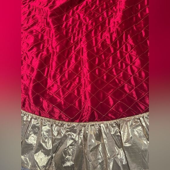Red and Gold Quilted Velvet Christmas Tree Skirt - Picture 3 of 15